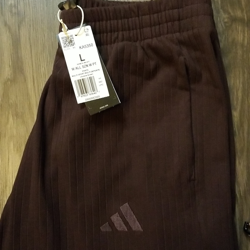 ADIDAS ALL SZN WIDE LEG PANT, BROWN, WOMENS LARGE - Picture 2 of 7